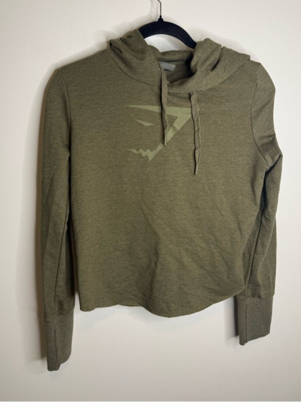 Gymshark Olive Green Hooded Sweatshirt with Subtle Logo
